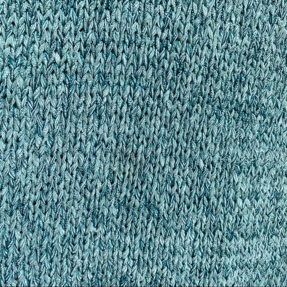 Chico’s Aqua Blue Crochet Knit V Neck Sweater - Picture 6 of 11
